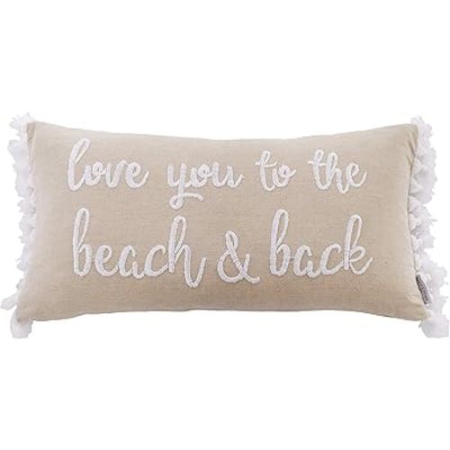Levtex Baby - Boho Bay Decorative Pillow - Beach and Back - Natural, White - Nursery Accessories - Size: 12 x 24 in.