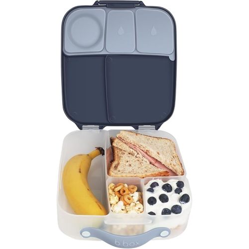 b.box Lunch Box for Kids: Bento Box w/ 4 Compartments (2 Leak Proof), Removable Divider & Gel Pack. Ideal for Big Eaters 3+. School Supplies, 8½ Cup Capacity