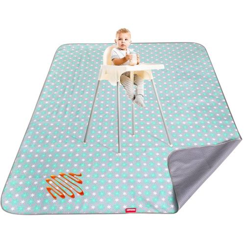 Extra Large Splat Mat 54”x 72” Waterproof Non Slip Floor Splash Mat for Under High Chair, Messy Mat and Table Cloth, Flower