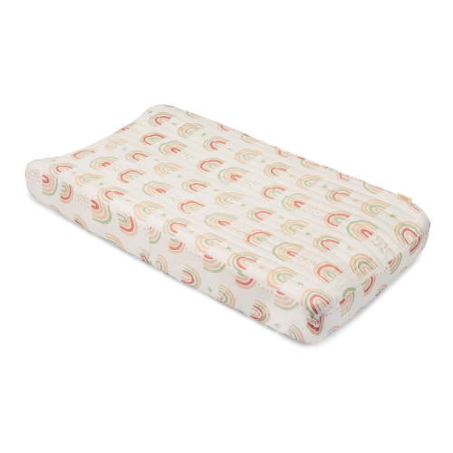 Crane Baby Changing Pad Cover, 100% Cotton Sateen Exterior Change Pad Cover, Boho Rainbow, 16" x 32", Fitted Changing Pad Covers, Changing Table Pad Cover For Nursery, Baby Registry or Shower Gift