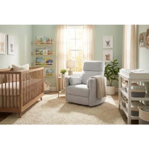 Rayna Nursery Swivel Glider Recliner, Dove Grey