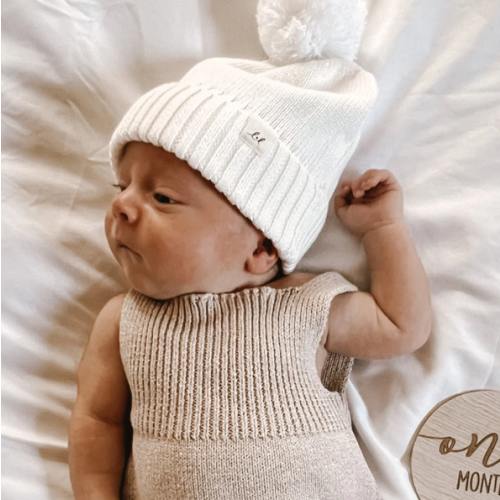 Luna + Luca Pom Beanie - White