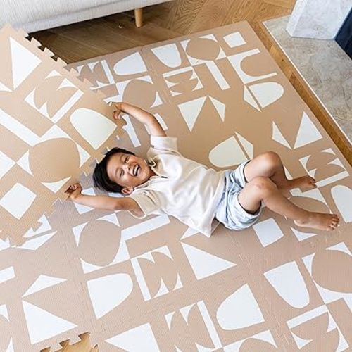 Lillefolk Baby Play Mat for Floor – 6x6ft Terracotta | Non Toxic Premium EVA Foam Tiles for Early Development Play, Crawling & Playroom – Waterproof Interlocking Mat for Babies & Toddlers (9 Tiles)