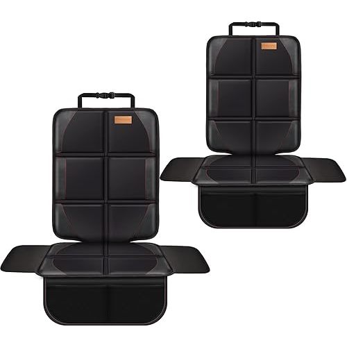 Car Seat Protector, 2 Pack, Thickest Padded 600D Fabric Padding, Waterproof, Durable, Anti Slip Backing, Child Seat Protection, Suitable for Babies, Toddlers, Children(Black 2)
