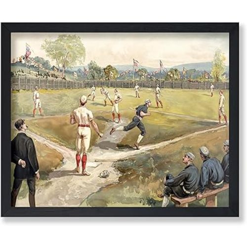 Poster Master Vintage Baseball Poster - Retro Baseball Game Print - Fine Art - Sports Art - Gift for Men, Women & Athlete - Great Wall Decor for Gym, Living Room or Office - 8x10 UNFRAMED Wall Art