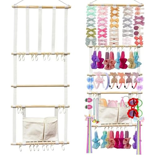 Headband Holder Hair Bows Organizer for Girls, Baby Headbands Hair Accessories Organizer Storage Wall Hanging Decor for Toddler Girls Room