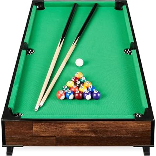Best Choice Products Tabletop Billiard Table, Pool Game Table for Living Room, Game Room w/ 2 Cue Sticks, Ball Set, Storage Bag