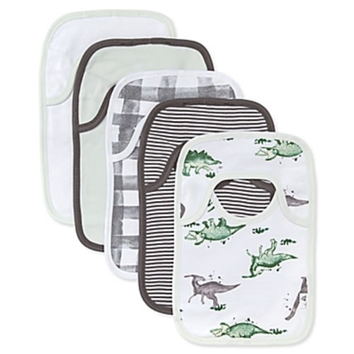 Burt's Bees Baby® 5-Pack Happy Herbivores Organic Cotton Bibs in Charcoal