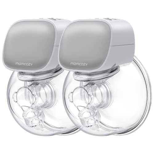 Momcozy S9 Double Wearable Breast Pump, Hands-Free Breast Pump, Portable Electric Breast Pump with 2 Mode & 5 Levels, Painless Breastfeeding Breastpump Can Be Worn in-Bra, 24mm Grey