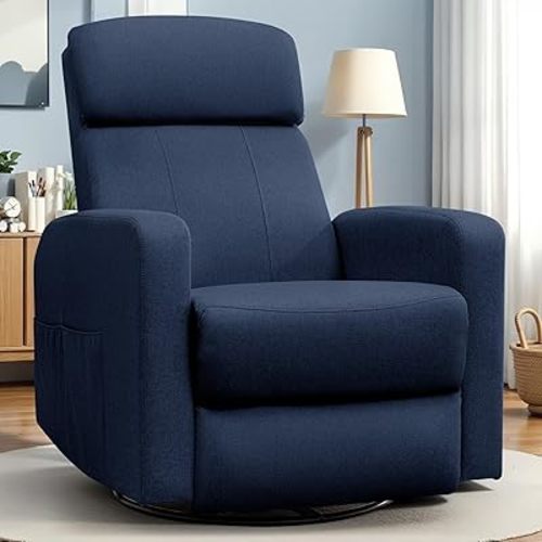 Power Swivel Recliner Chairs for Adults, Electric Glider Rocking Chair Nursery, Glider Recliner Nursery Chair with Classified Side Pocket, Nursery Rocking Chairs with USB and Type-C Ports