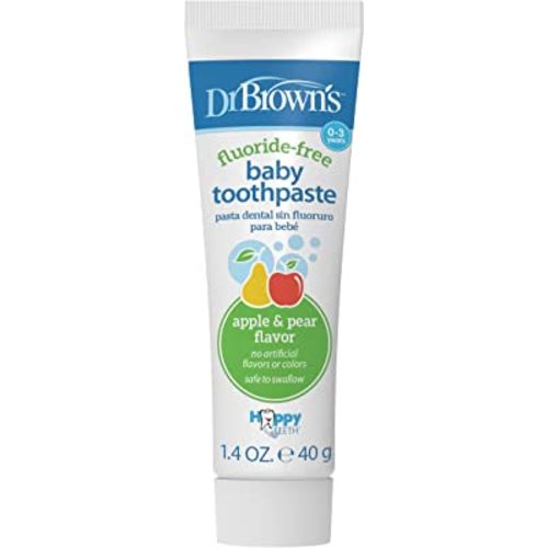Dr. Brown's Fluoride-Free Baby Toothpaste, Safe to Swallow, Apple Pear, 1-Pack, 1.4oz/40g, 0-3 years