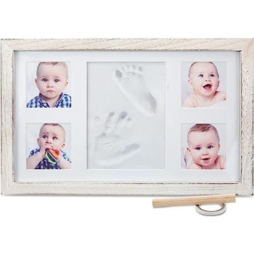 Little Hippo Baby Footprint Kit & Keepsake | Baby Handprint Kit | Baby Hand and Footprint Kit (Rustic White, Large)