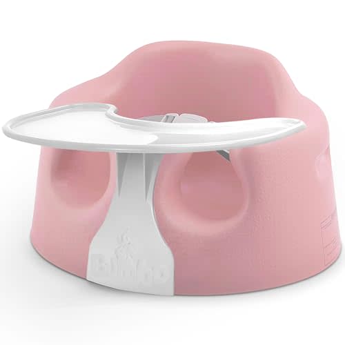 Bumbo Baby Floor Seat, Soft and Supportive Booster Chair with Harness and Tray, Pink