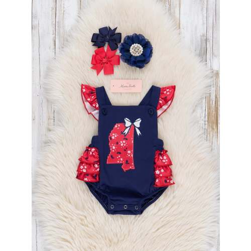 Mississippi Embroidered Floral Ruffle Bubble