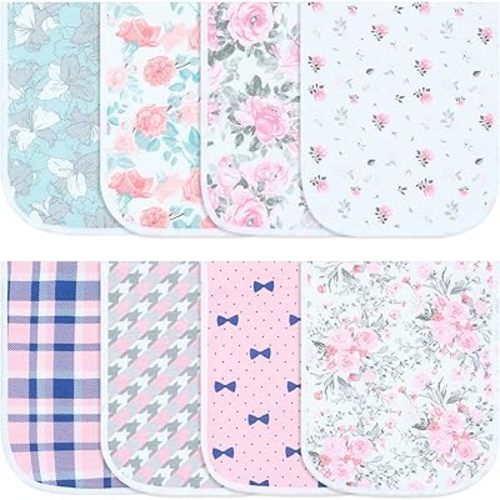 Hakochia Burp Cloths for Baby Boy & Girl Large Unisex Burp Clothes Extra Absorbent Soft Neutral Burping Rags Spit Up Cloth Sets for Newborns 8-Pack