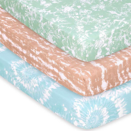Boho Tie Dye Fitted Playard Sheets, 3-Pack