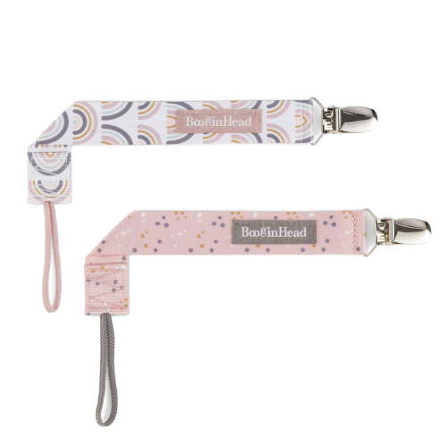 2-Pack Pacifier Clips Color: Pink Rainbows