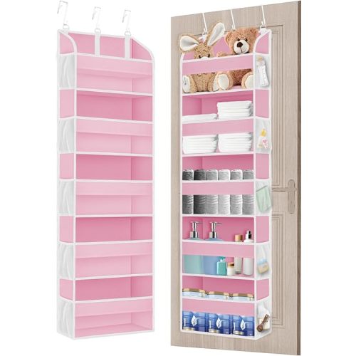 1 Pack Over The Door Storage Organizer with 5 Pockets 10 Mesh Pockets, 44 lbs Weight Capacity Door Hanging Organizers and Storage for Bedroom,Bathroom,Nursery,Kidroom,Babyroom