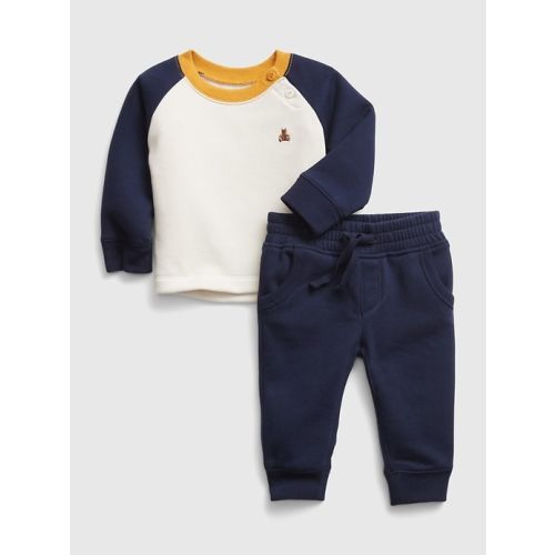 Baby Organic Cotton Raglan Outfit Set in dark night, size: 6-12 M