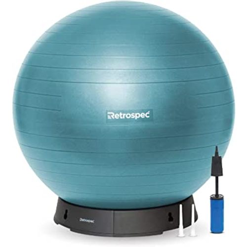 Retrospec Luna Exercise Ball, Base & Pump/Ball & Pump with Anti-Burst Material - Fitness Gym Swiss Ball - Perfect for Balance, Stability, Yoga, Pilates, Pregnancy & Birthing