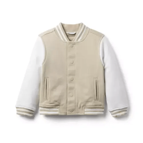 Boy Taupe The Varsity Bomber Jacket by Janie and Jack