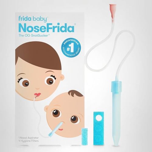 Frida Baby NoseFrida SnotSucker for Baby, Nasal Aspirator for Baby, Nose Sucker Baby Nasal Aspirator & 4 Hygiene Filters to Help Baby Breathe Easy