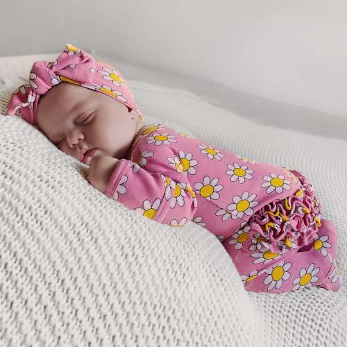Daisy Pop Punch / Organic Frill Zip Footie