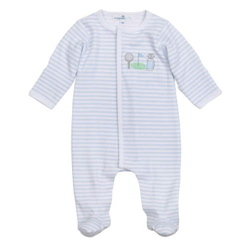Putting Green Applique Footie - Light Blue