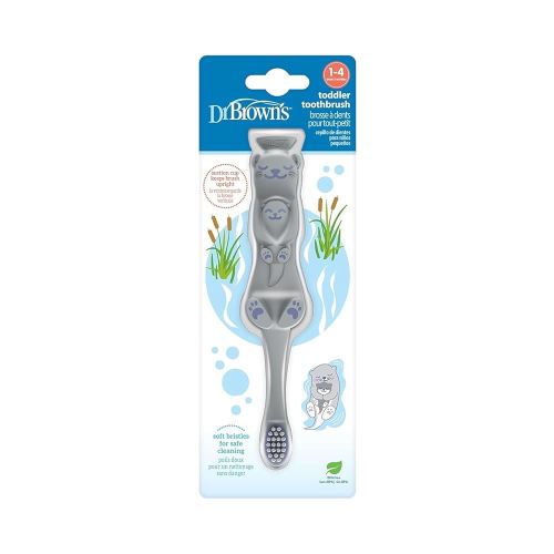 Dr. Brown’s Otter Toddler Toothbrush, Soft Bristles with Suction Cup for Storage, BPA Free, Ages 1-4, 1-Pack