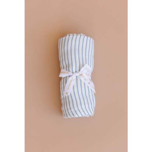 Organic Muslin Swaddle, Blue Stripe
