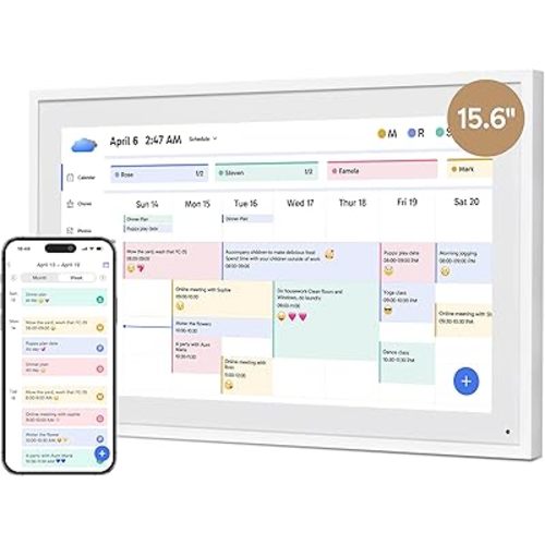 Digital Calendar 15.6" Chore Chart – 1080P Full HD Interactive Touchscreen, Smart Family Planner, Hearth Display Digital Wall & Desk Mountable for Seamless Scheduling