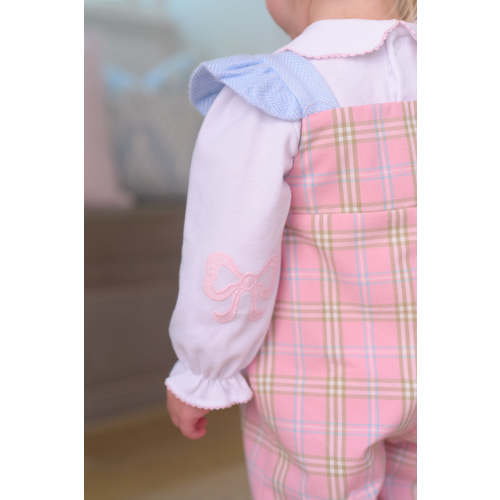 Emma's Elbow Patch Top & Onesie - Worth Avenue White with Palm Beach Pink