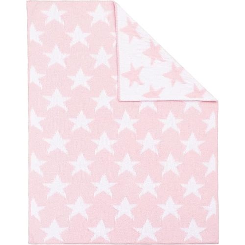 Living Textiles Pink Star Chenille Soft Baby Blanket Reversible Premium Cozy Fabric for Best Comfort - for Infant,Toddler,Newborn,Nursery,Boy,Unisex,Throw,Crib,Stroller,Gift, Pink Star 40x30