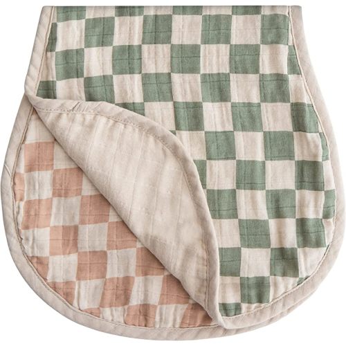 Amazon.com: mushie Muslin Baby Burp Cloths | 100% Organic Cotton, Set of 2 (Olive Check/Natural Check) : Baby