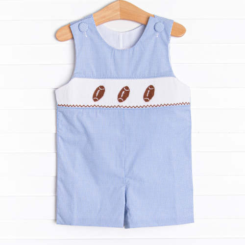 Fall Football Smocked Jon Jon, Blue – Stitchy Fish