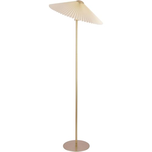KUNJOULAM Pleated Floor Lamp, Pole Floor Lamps, Simple Design Tall Lamp with Fabric Lampshade, Standing Lamp for Living Room, Bedroom, Office, Home (Gold)