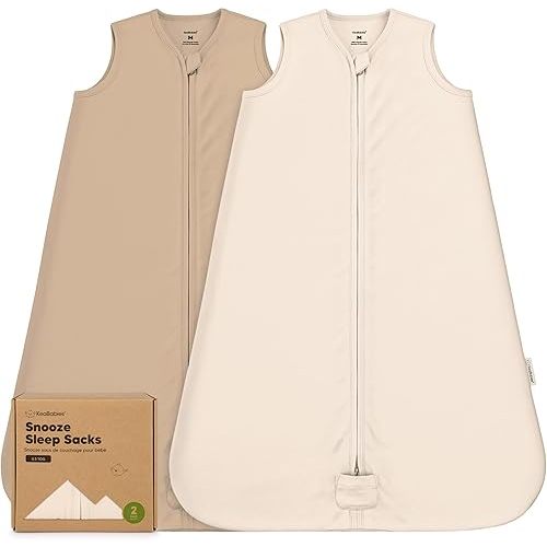 2-Pack Baby Sleep Sacks, Zipper Wearable Blanket - 100% Organic Cotton 0.5TOG, Soft Lightweight Toddler Sleeping Sack 6-12 months, Easy to Wear Newborn Swaddles Sleepsack (Ecru, M)