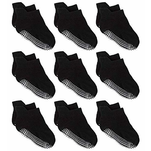 Zaples Baby Non Slip Grip Ankle Socks with Non Skid Soles for Infants Toddlers Kids Boys Girls