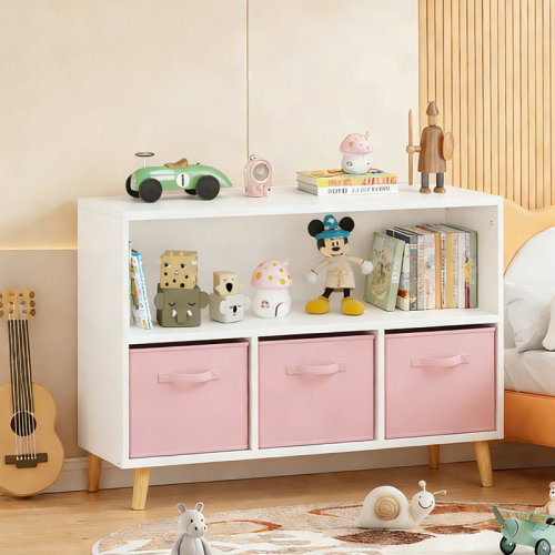 East Urban Home Kids Bookcase And Bookshelf, Multi Shelf With 3 Collapsible Fabric Drawers, Toy Storage Organizer For Bedroom, Playroom, Hallway | Wayfair