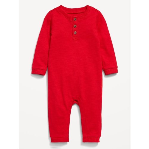 Long-Sleeve Thermal-Knit Henley One-Piece for Baby