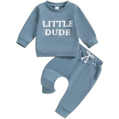 Kaipiclos Baby Boy Fall Clothes Little Dude Embroidery Sweatshirt Pants 6 12 18 24 Months Cute Toddler Infant Winter Outfit