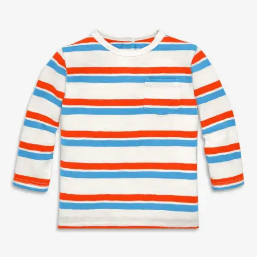 Baby long sleeve pocket slub tee in double stripe | Primary.com
