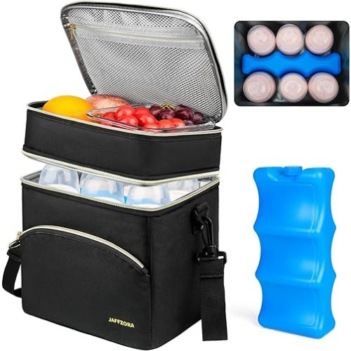 Breastmilk Cooler Bag with Ice Pack, Insulated Baby Bottle Tote Bags Fits 6 Bottles Up to 9 Ounce, Double Layer Breastmilk Travel Carrying Case for Nursing & Working Mom
