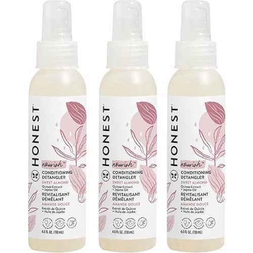 The Honest Company Conditioning Hair Detangler | Leave-in Conditioner + Fortifying Spray | Tear-free, Cruelty-Free, Hypoallergenic | Almond Nourishing, 4 fl oz