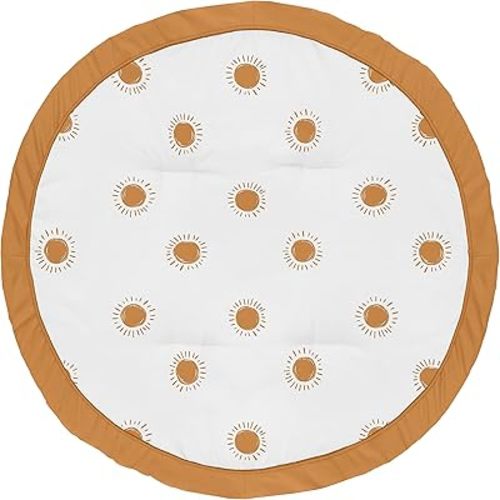 Sweet Jojo Designs Orange and White Boho Sun Boy Girl Baby Playmat Tummy Time Infant Play Mat Pumpkin Rust Orange Retro Bohemian Celestial Sky Desert Sunshine Outdoors Nature Minimalist Gender Neutral