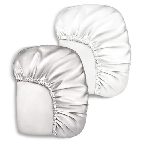 Pro Goleem Satin Pack n Play Playard Sheet Fitted 2 Pack Great for Baby Hair Silk Feeling 27x39 Inch Portable Mini Crib Sheet Playard Mattress Cover Unisex White and Gray
