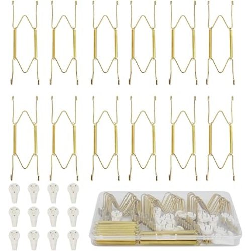 Plate Hangers for The Wall, Plate Wall Hangers for Display Wall Plate Hangers Plate Holders for Displaying On Wall Plate Holder Platter Hangers for The Wall Plate Hanger (6"-12Pack)