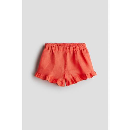RUFFLED LINEN SHORTS