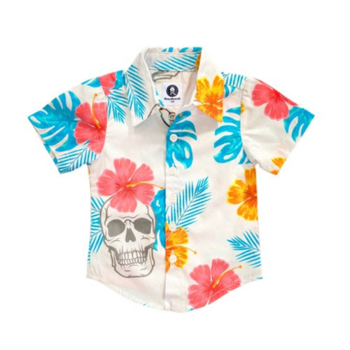 Hawaiian Skulls button shirt - Metallimonsters Ltd