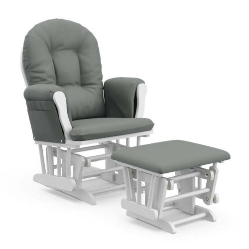 Storkcraft Hoop Infant Nursery Glider and Ottoman, White with Gray